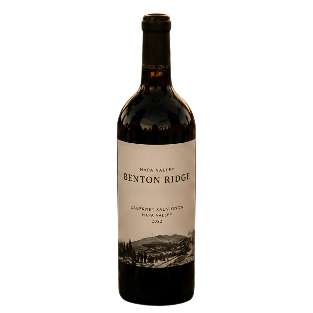 Benton Ridge 2022 Cabernet Sauvignon Napa Valley red wine bottle isolated on a clean white background.