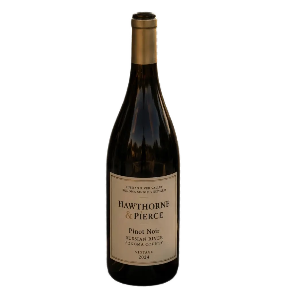 Hawthorne & Pierce 2024 Russian River Valley Pinot Noir wine bottle on a transparent background.