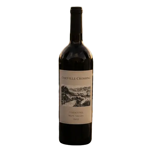 "Oakville Crossing 2023 Napa Valley Zinfandel from Oakville AVA aged 12 months in French oak.