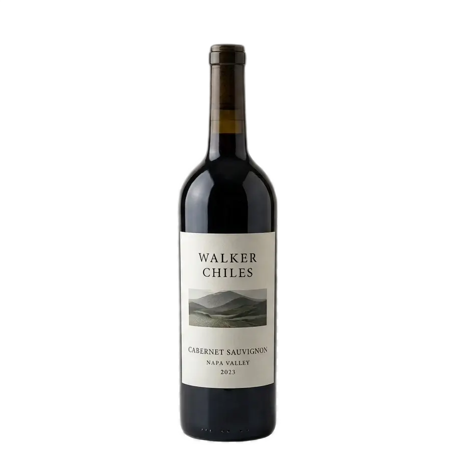 A bottle of Walker Chiles 2023 Cabernet Sauvignon from Napa Valley, displayed on a clean background, highlighting the premium label and elegant bottle design.